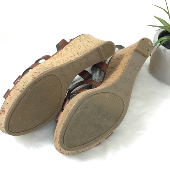 Marc Fisher Brown Gleena Cork Wedges 7 - Picture 6 of 6
